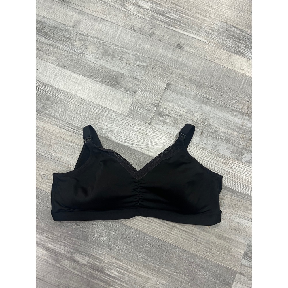 Playtex‎ Nursing Maternity Bra Black Lace Trim Wireless 2XL